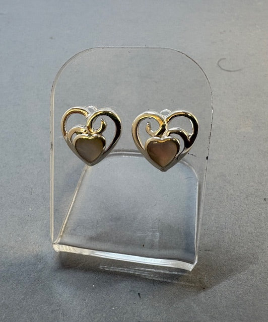 SILVER HEART STUDS WITH M.O.P
