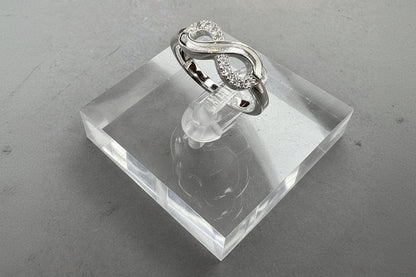 Solid silver cz infinity ring suitable for use with resin