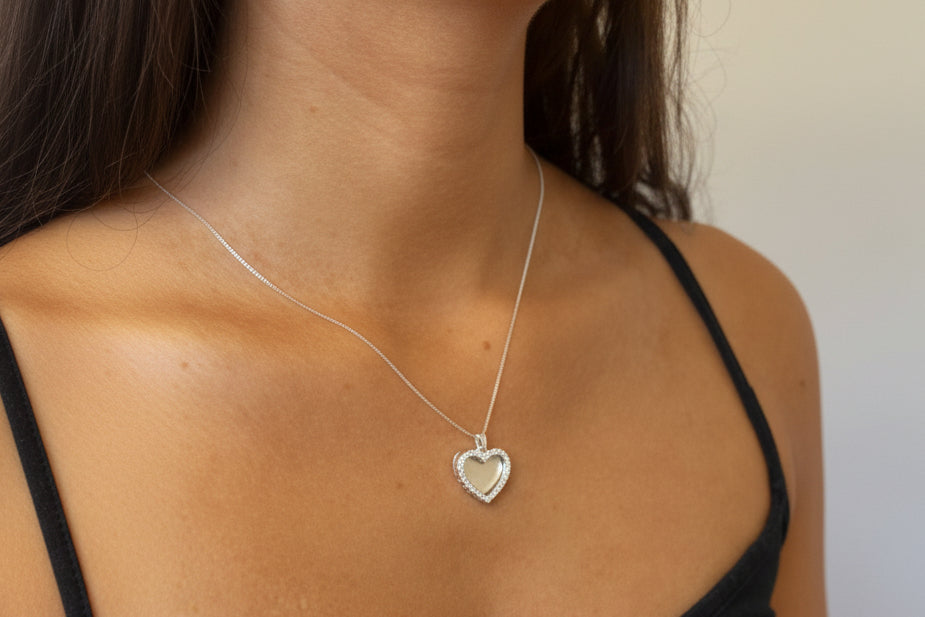 Solid Silver Two Part Articulated Heart Pendant  Suitable for resin