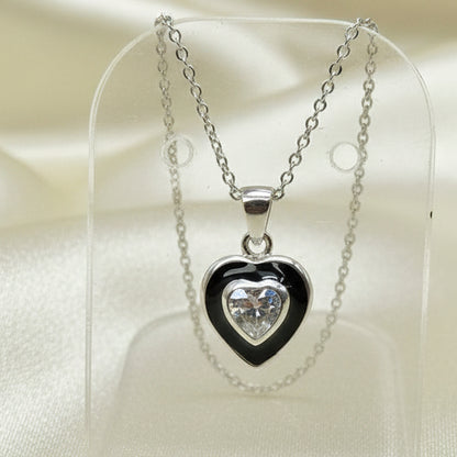 Solid Silver Heart CZ Pendant specially made for fitting Resin
