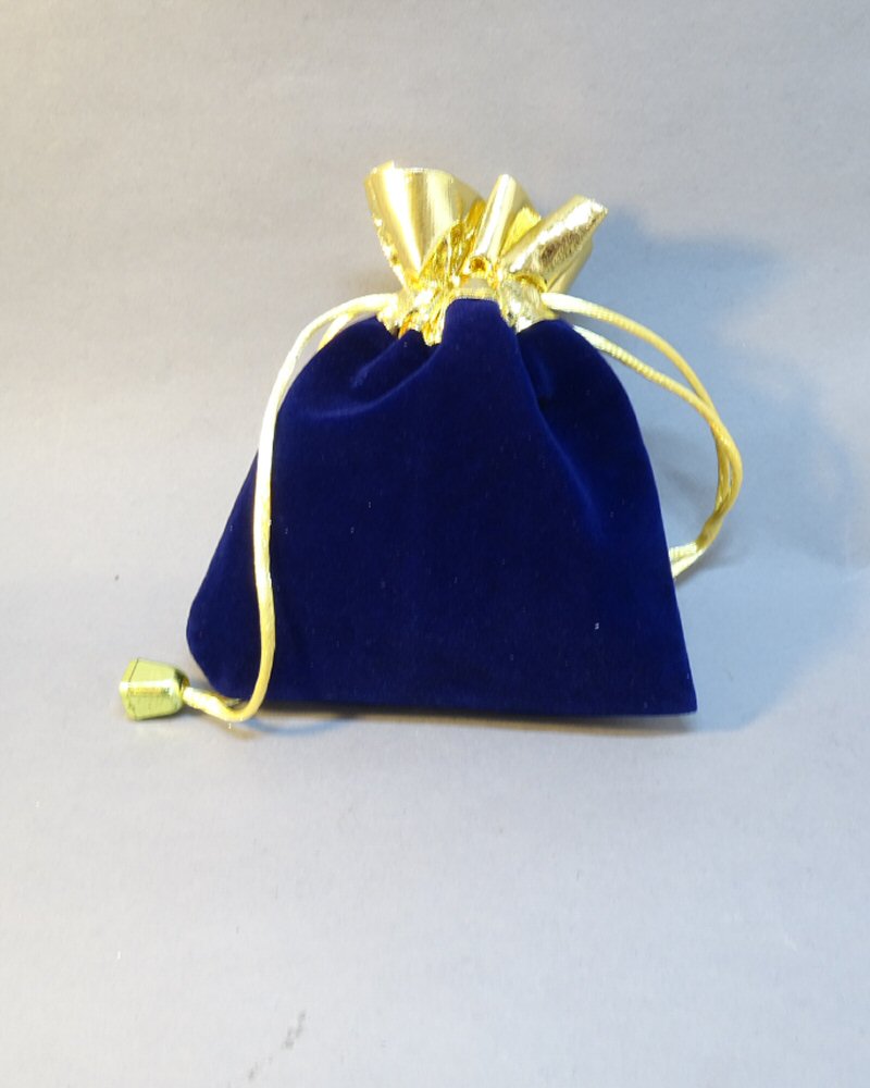 Fancy Velvet Jewellery pouch Royal Blue And Gold