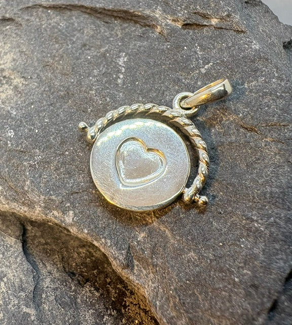 SILVER SPINNING FOB WITH HEART