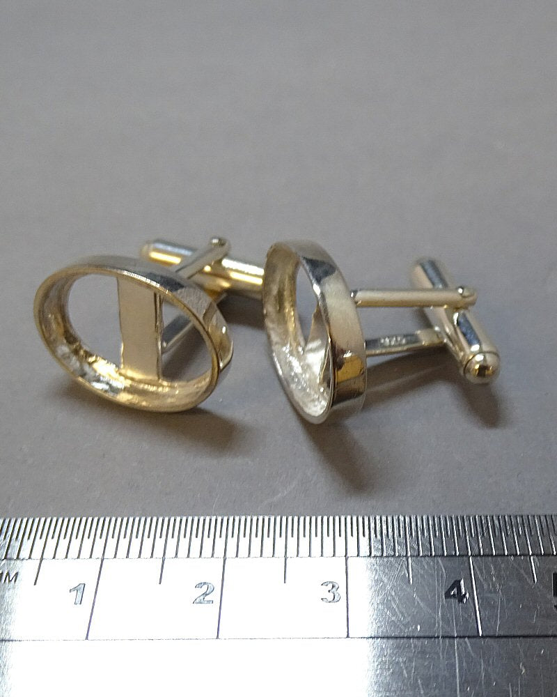 SILVER CUFFLINKS FOR 18X13 CABOCHON