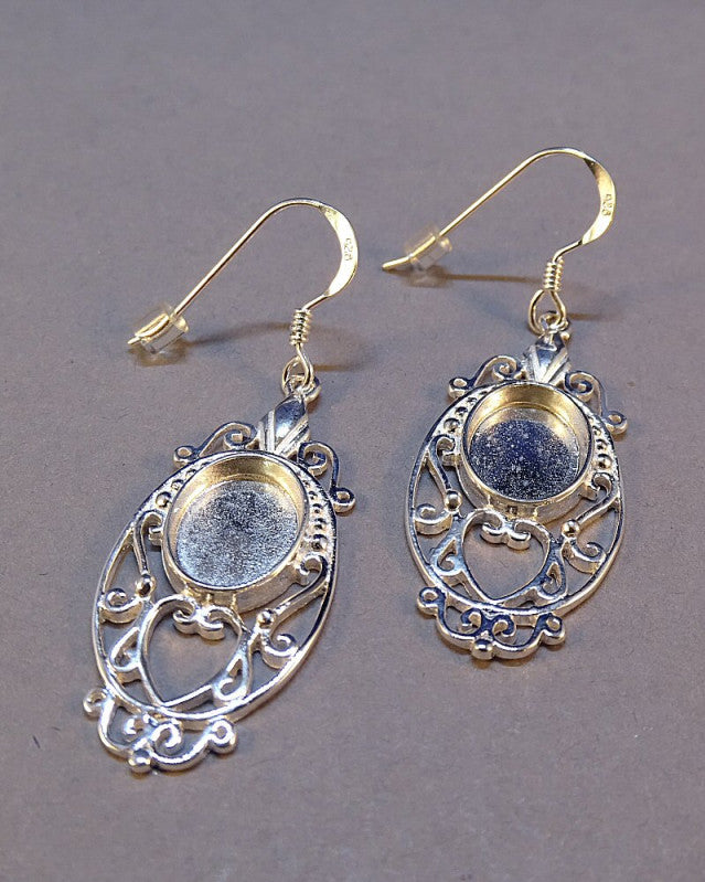 Antique Finished Earrings For Setting 10x8 Stone