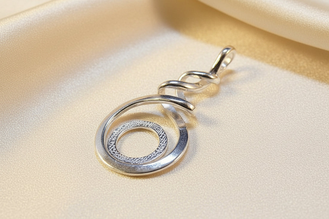 Silver Twisted Pendant Setting For 10mm Cabochon