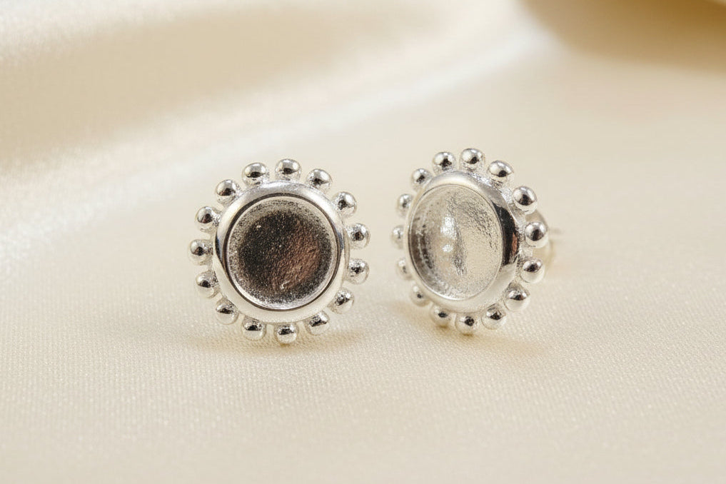 6mm Cabochon Silver Stud Settings
