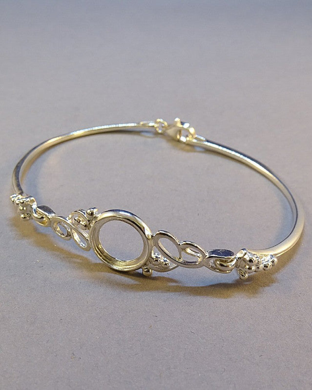 Solid Silver Bangle To Fit 10mm Cabochon