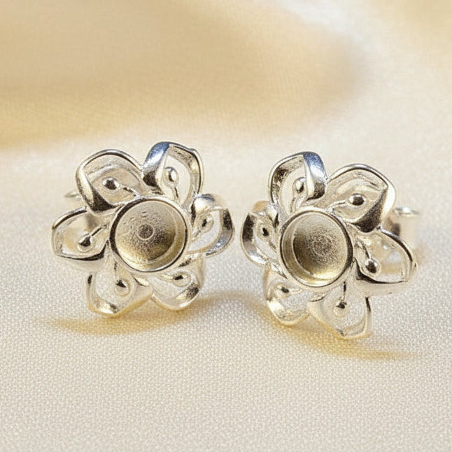 Silver Studs Earrings To Fit 4mm Cabochons