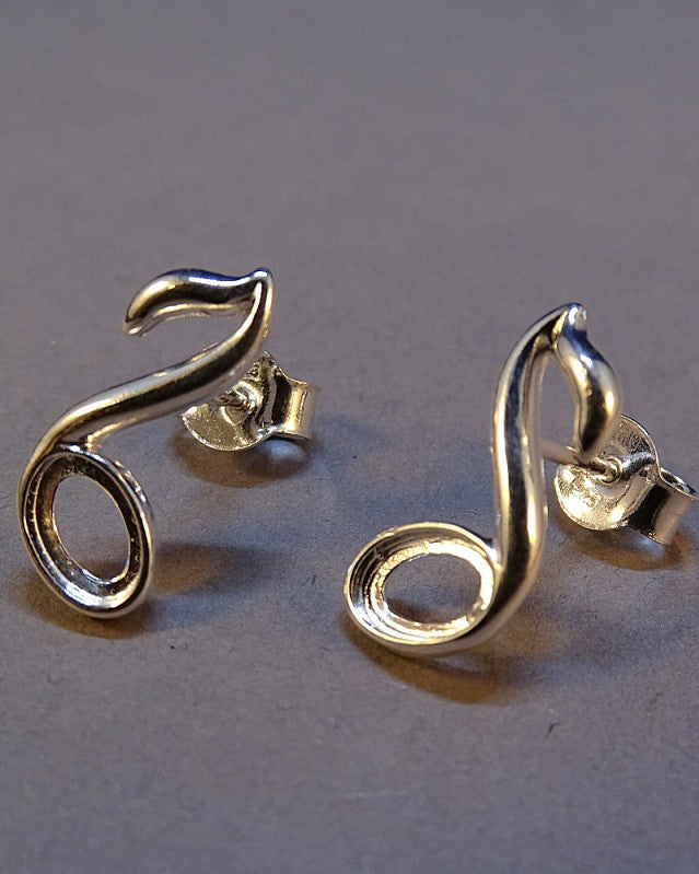 Silver Music Note Earring Setting To Fit 6x4 Stone