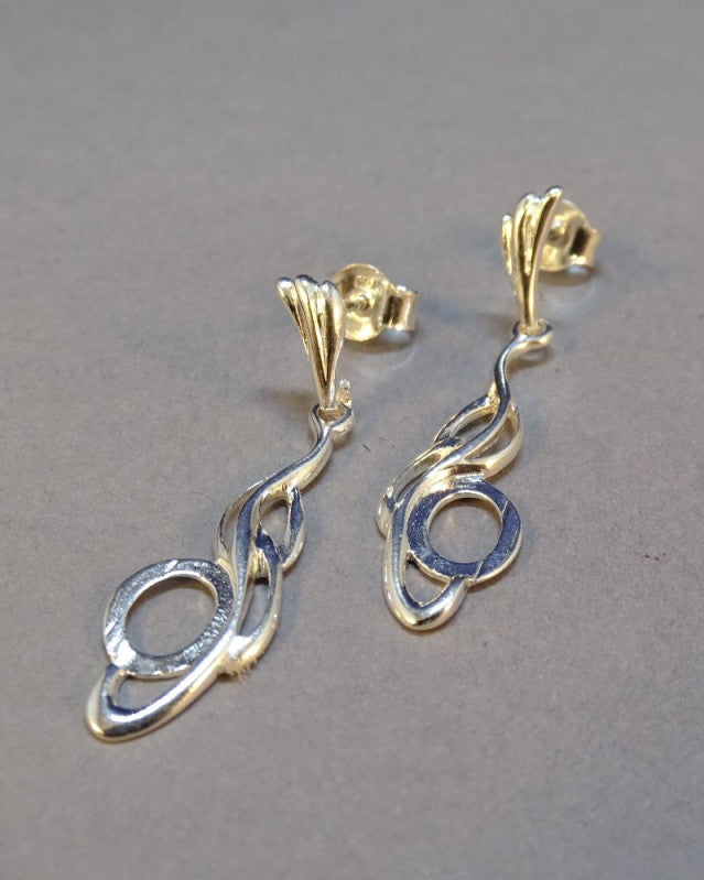Silver Twist Drop Earrings To Fit 8x6 Cabochon