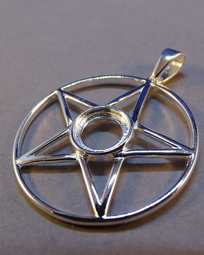 Silver Pentagram Pendant Setting For 8mm Cabochon