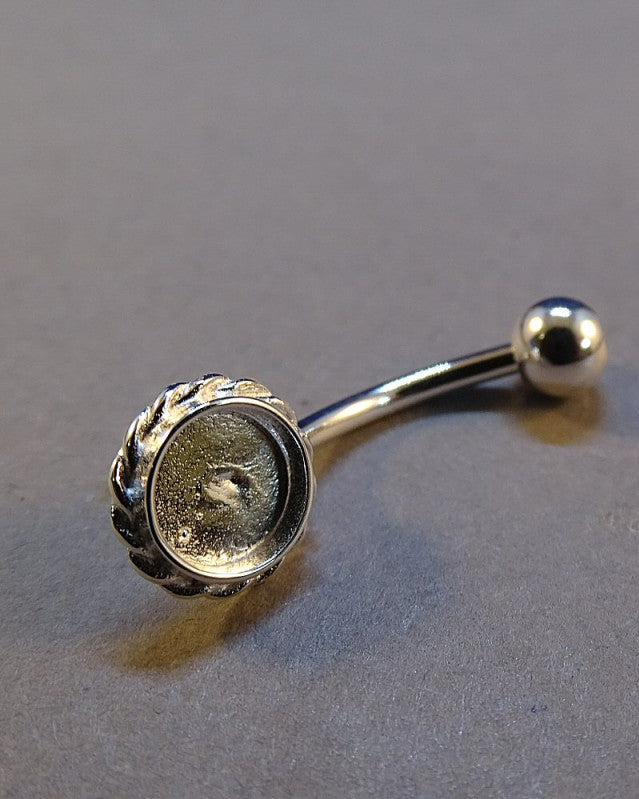 Belly Bar With Rope Edge For 6mm Cabochon