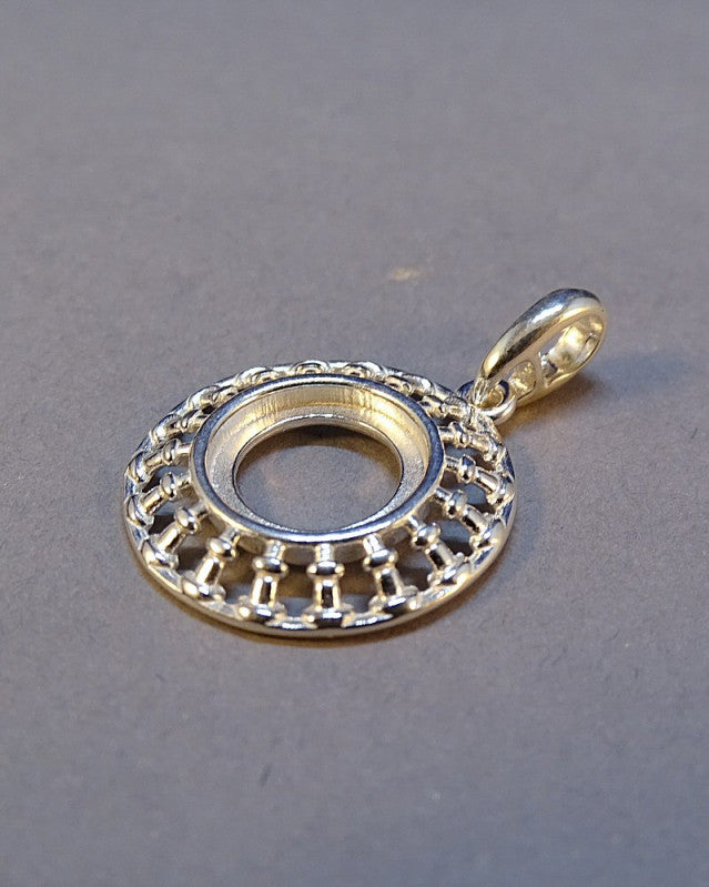 Round Silver Pendant Bezel For 10mm Cabochon