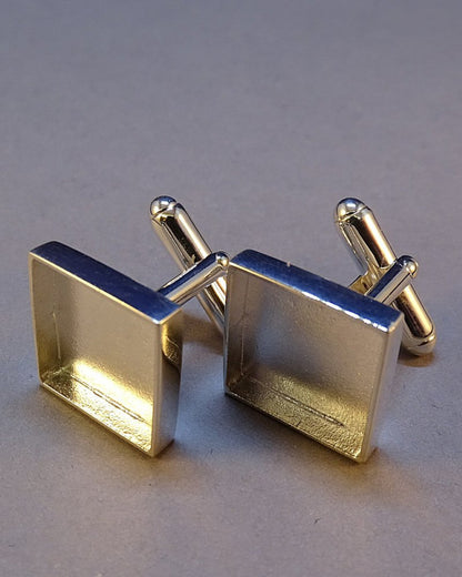Square Cufflink Setting For Resin Or 14.5mm Stone