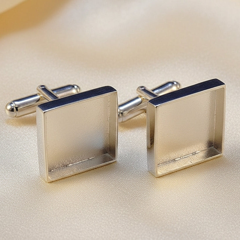 Square Cufflink blanks For Resin Or 14.5mm Stone