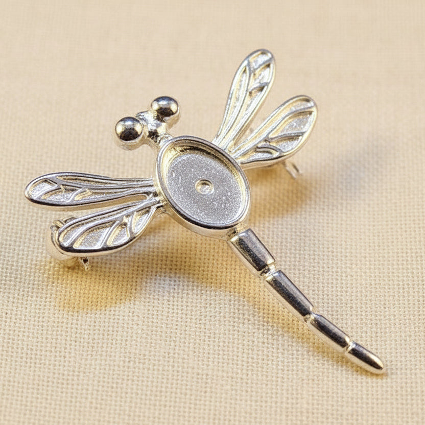 Silver Dragonfly Brooch To Fit 7x5 Cabochon