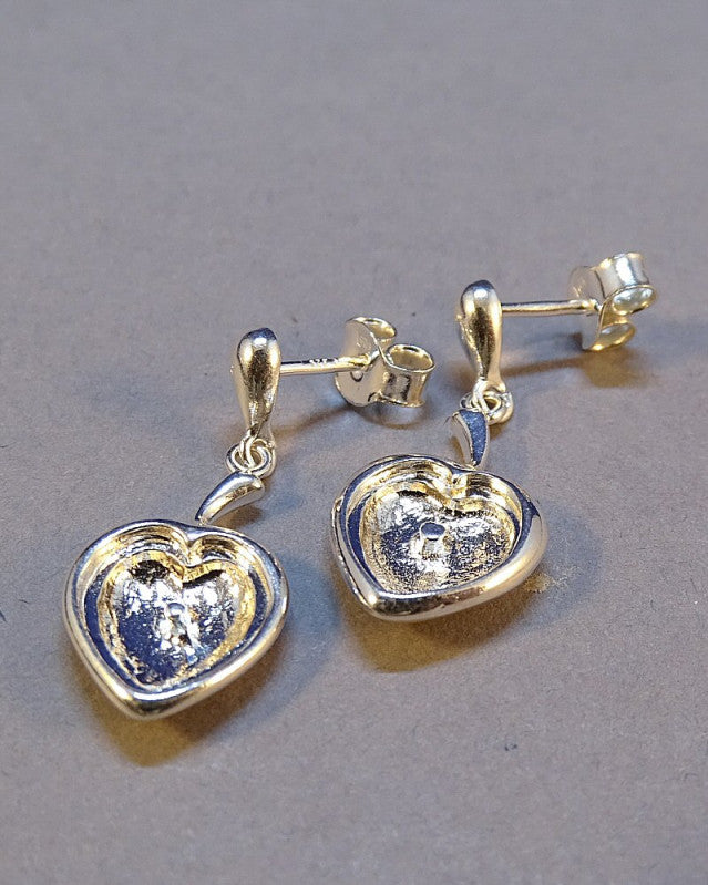 Solid Back Heart Drop Earring Settings Great With Resin