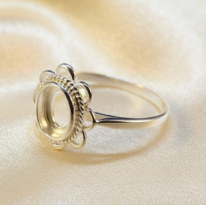 Frill Edge Silver Ring Cabochon Setting
