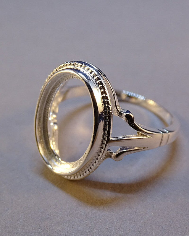 Silver Rope Edge Ring Setting for Cabochons