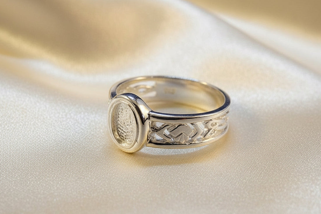 Silver Ring Setting For 7x5 Cabochon