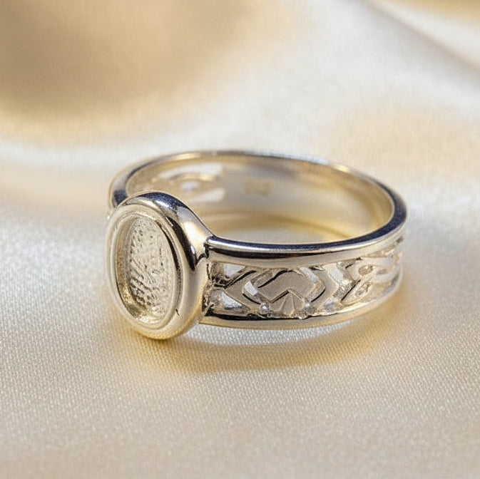 Silver Ring Setting For 7x5 Cabochon