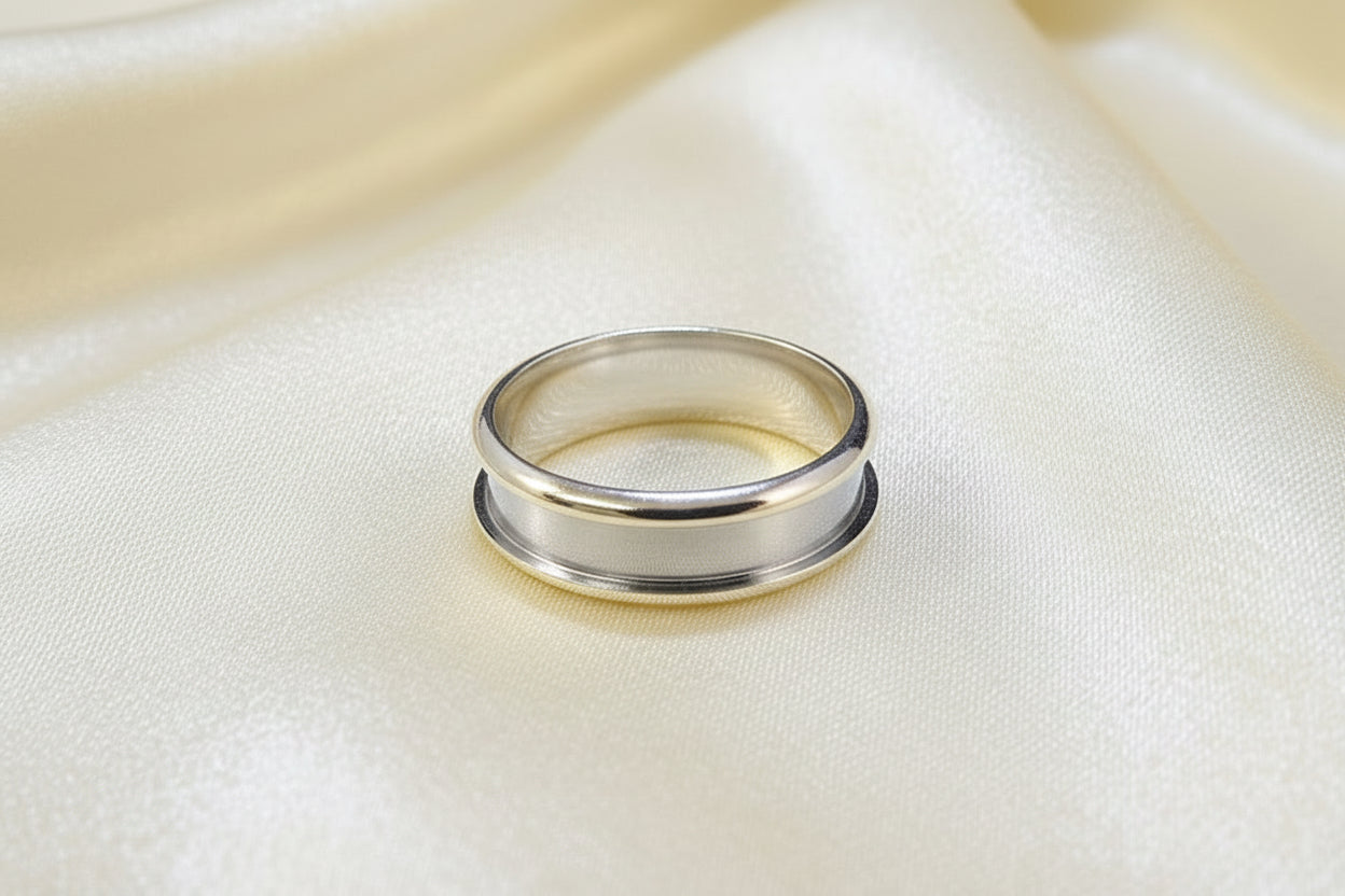 Solid Silver Wide Channel Ring Suitable For Resin – Caverswall Minerals