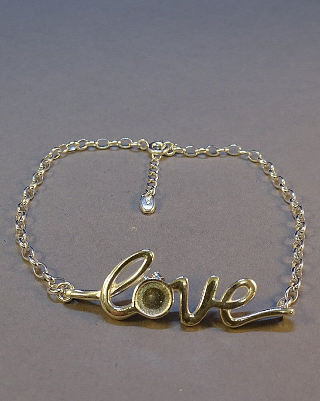 Silver Love Bracelet For 6mm Cabochon or Resin