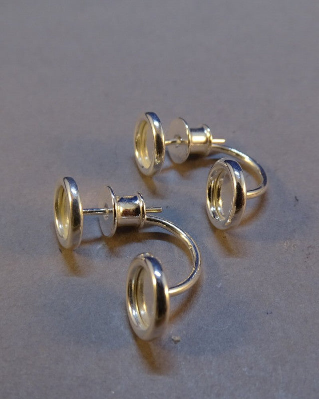 Silver Ear Stud Fits Two 6mm Cabochons