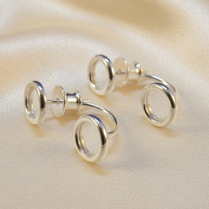 Silver Ear Stud Fits Two 6mm Cabochons