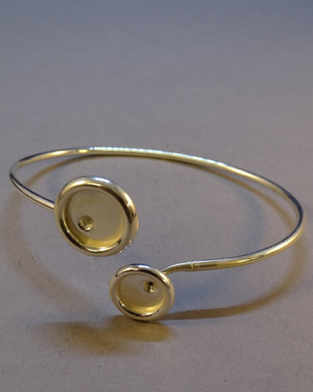 Solid Silver Bangle For 10mm And 8mm Cabochons