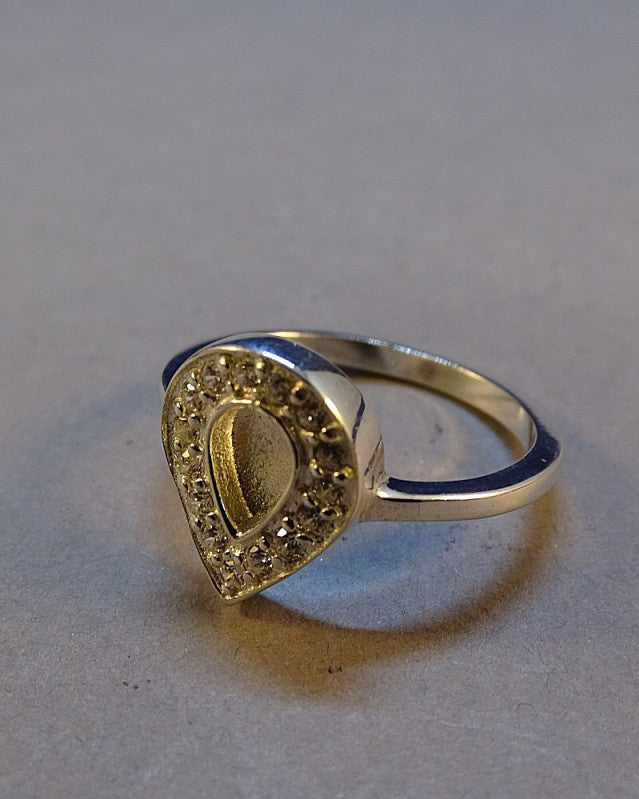 Tear Drop Ring With CZ