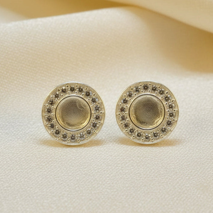 Silver Studs With CZ For 6mm Cabochon Or Resin