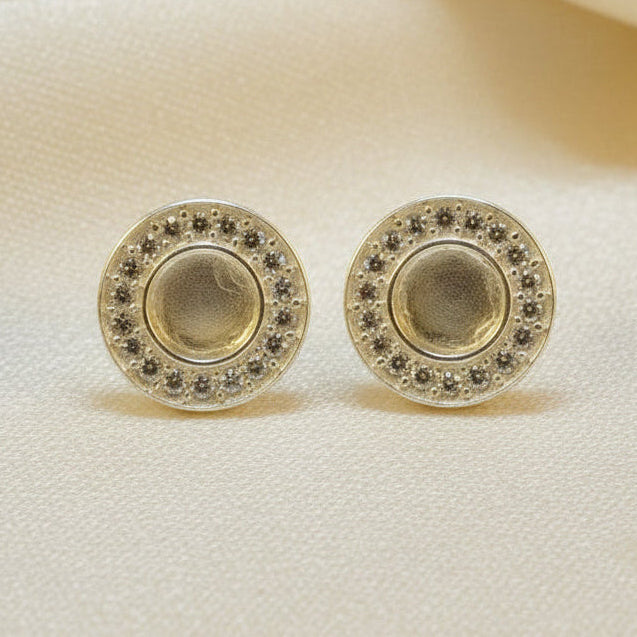 Silver Studs With CZ For 6mm Cabochon Or Resin