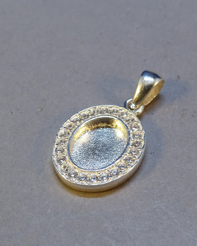Stunning Silver Pendant For 10x8 with CZ Surround