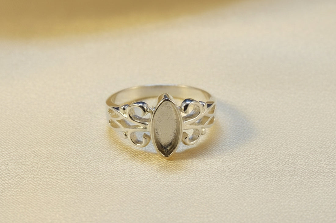 Solid Silver Marquise Style Ring