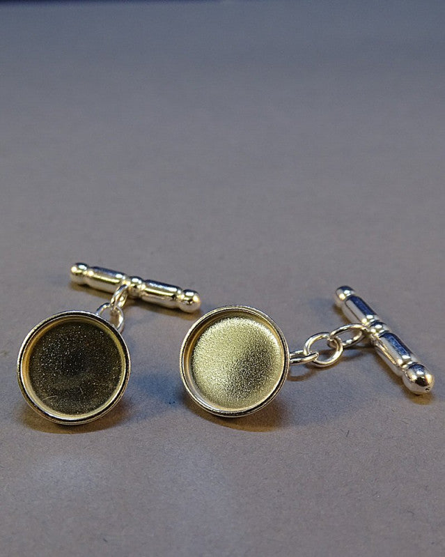 Solid Silver Chain Cufflinks to Fit 10mm Cabochon