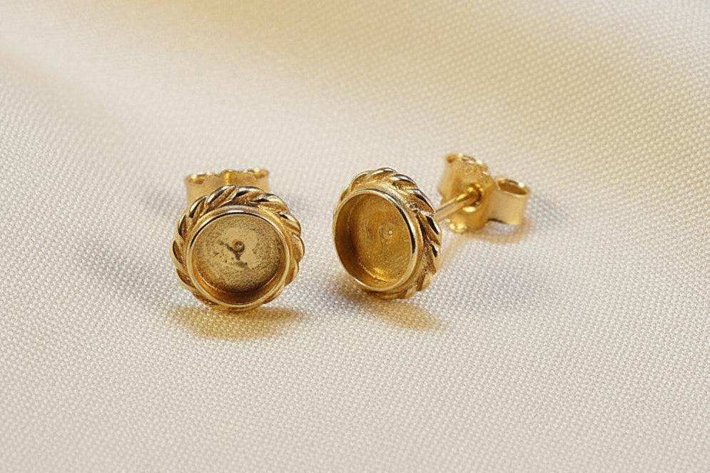 Gold Rope Edge Studs To Fit Cabochons