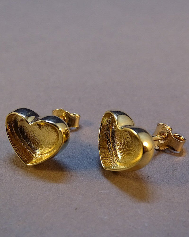 Solid Gold Heart Studs Perfect For Resin
