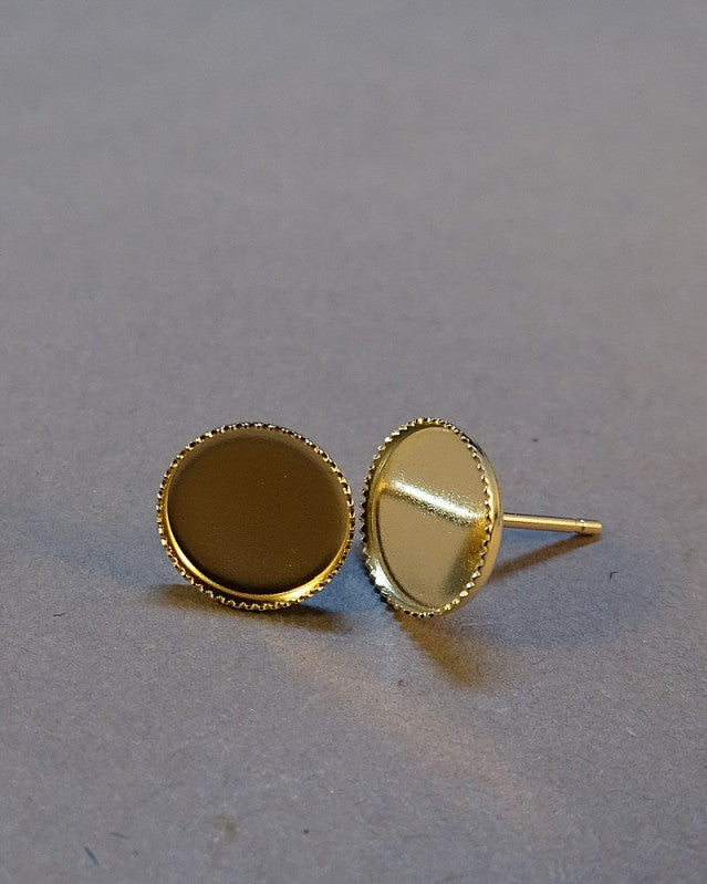 Solid gold Milled edge Earrings Round