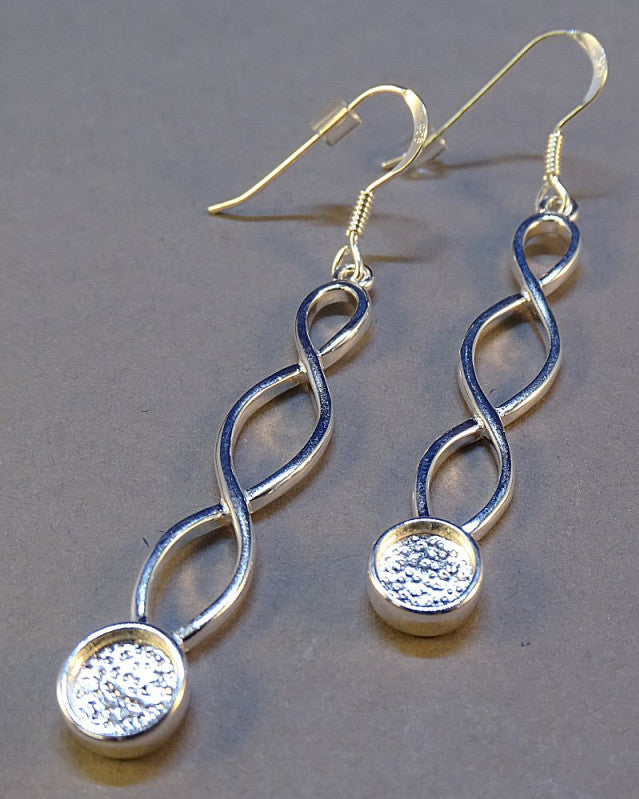 Long Twisted Wire Silver Celtic Drops For Mounting 6mm Stone