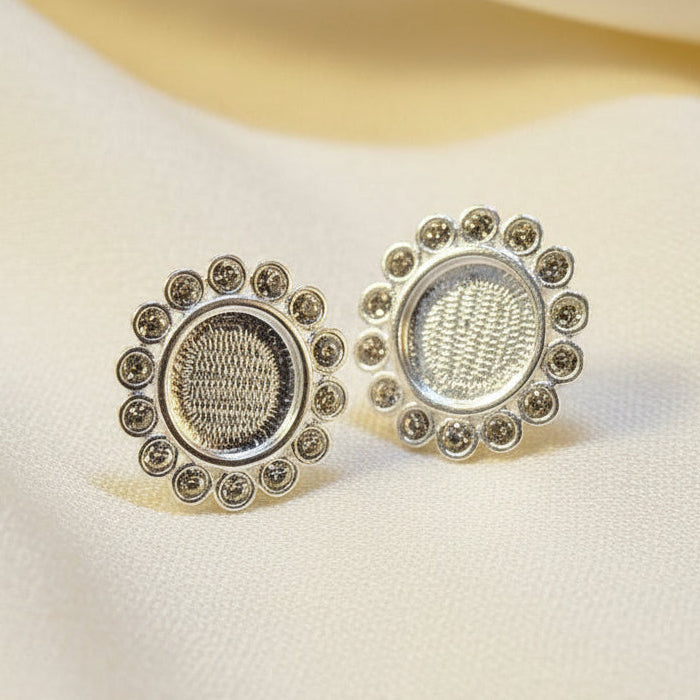 Stunning Silver CZ Stud Earrings To Fit 8mm Cabochon Or Resin