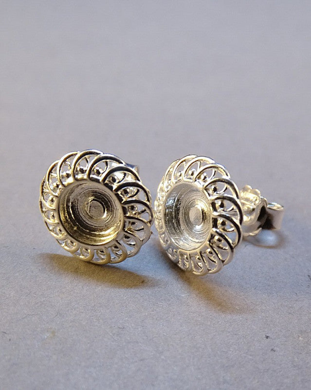 Silver Fillagree Style Stud for 6mm