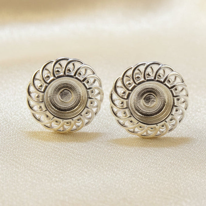 Silver Fillagree Style Stud for 6mm