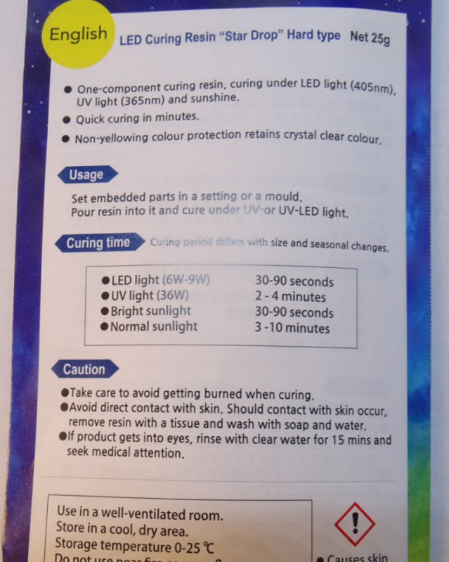 UV-LED Resin Hard 25g, Padico UV LED Resin, UV Resin, Hard Type  Ultraviolet Curing Resin, Solar Cure Resin, Sunlight Activated Resin