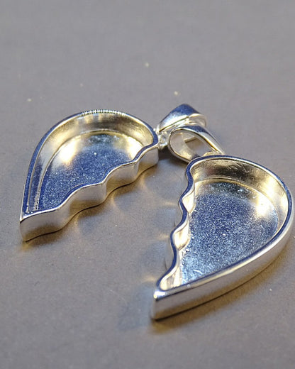 BFF Solid Silver Two Part Heart Pendant Suitable For Resin