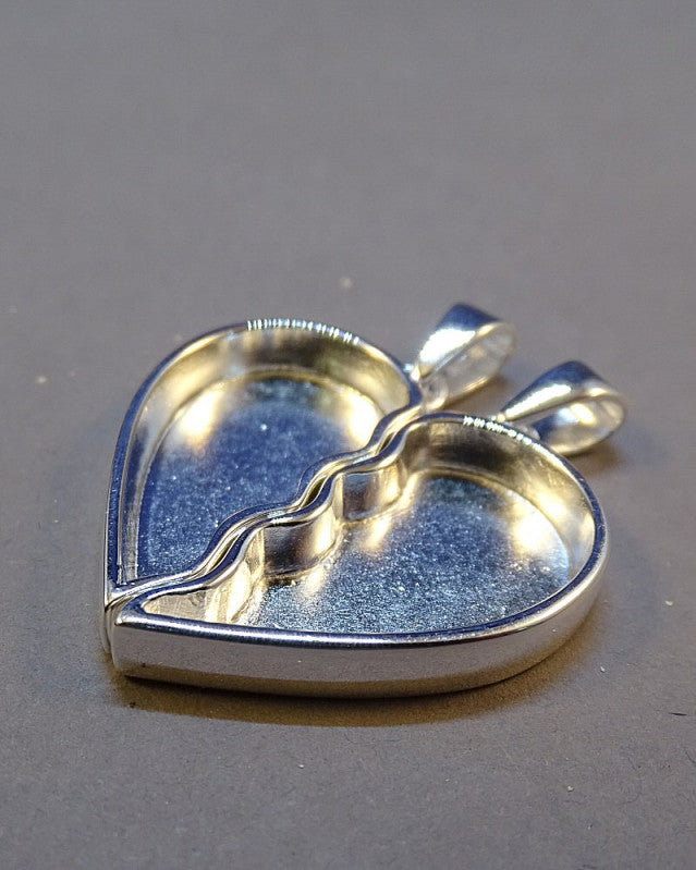 BFF Solid Silver Two Part Heart Pendant Suitable For Resin