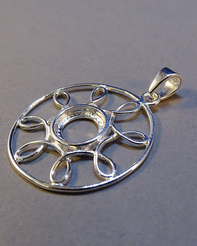 Silver wire Pendant Setting for 8mm cabochon