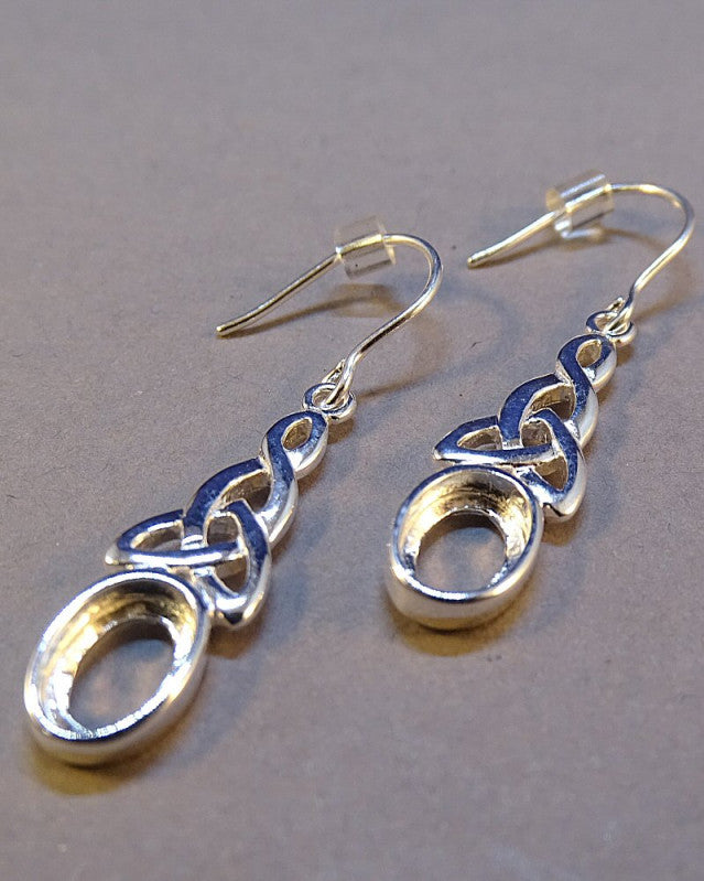 Celtic Silver Drop Earrings Mountings For 7x5 Cabochon