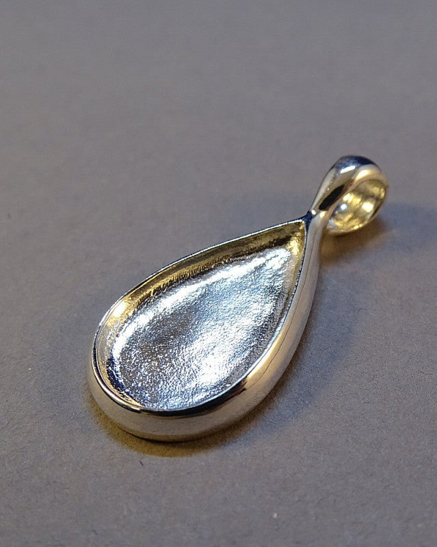 Pear Shaped Unset Silver Pendant For 12x20 Resin Or Gemstone