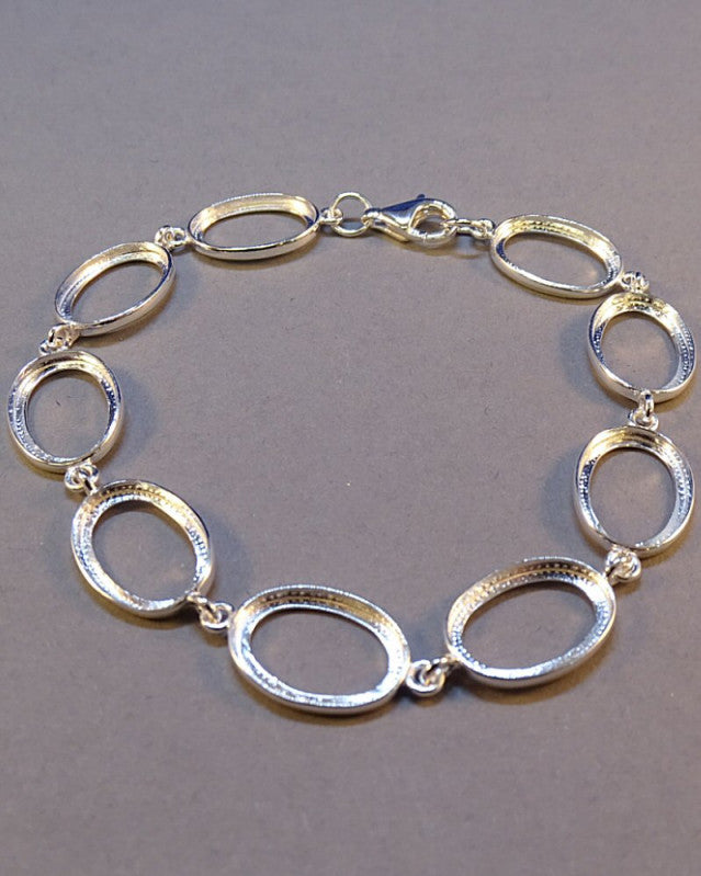 Silver Bracelet Finding To Set Nine 14x10 Stones